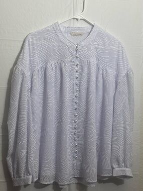 Soft Surroundings Lavender Beaded Button-Front Blouse